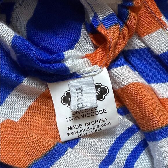 Blue and Orange Geometric Pattern Infinity Scarf Gators Colors - Picture 3 of 8